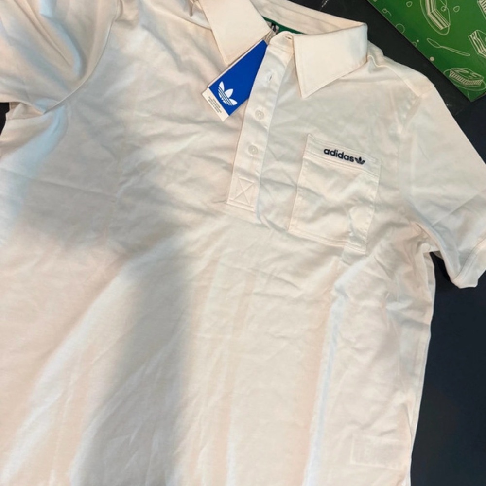 adidas White Men’s Polo with Chest Pocket